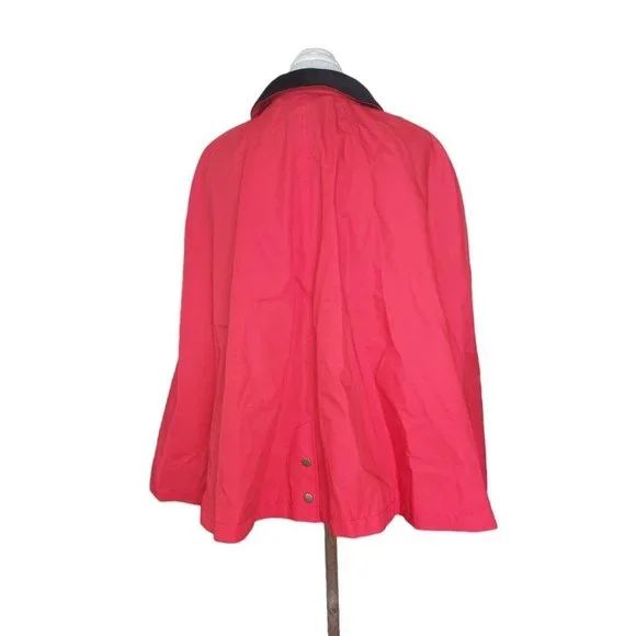 Talbots Red Barn Chore Cape Jacket Black Corduroy Collar‎ Petite Large Plaid - Picture 4 of 12